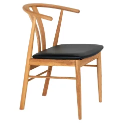 Chaise de salle à manger design en bois de chêne avec assise noire (lot de 2) BERLIN