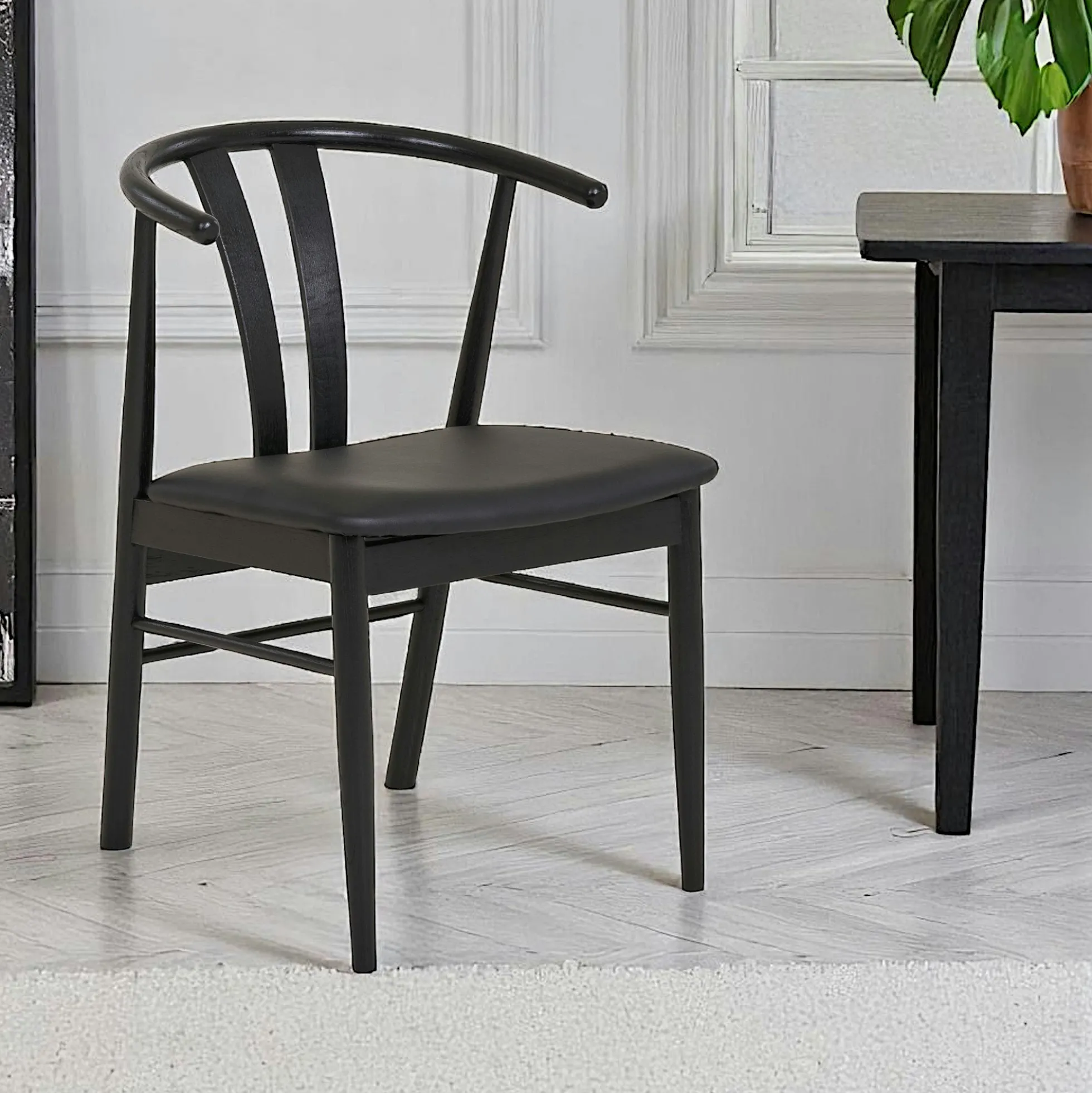 Chaise de salle à manger design noire en bois de hêtre (lot de 2) BERLIN