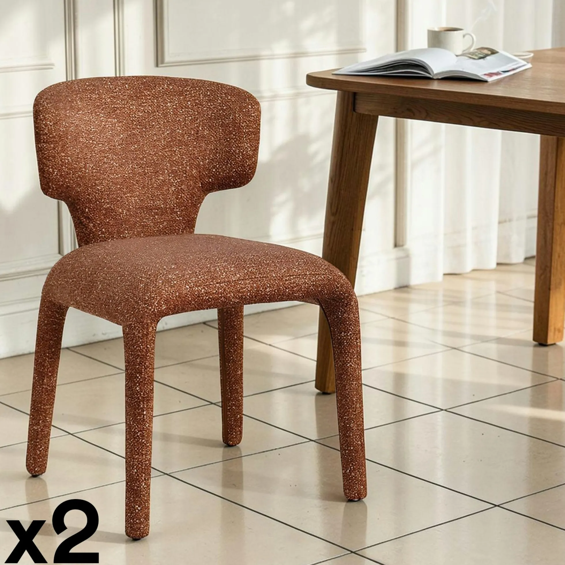 Chaise de salle à manger design terracotta (lot de 2) TULSA