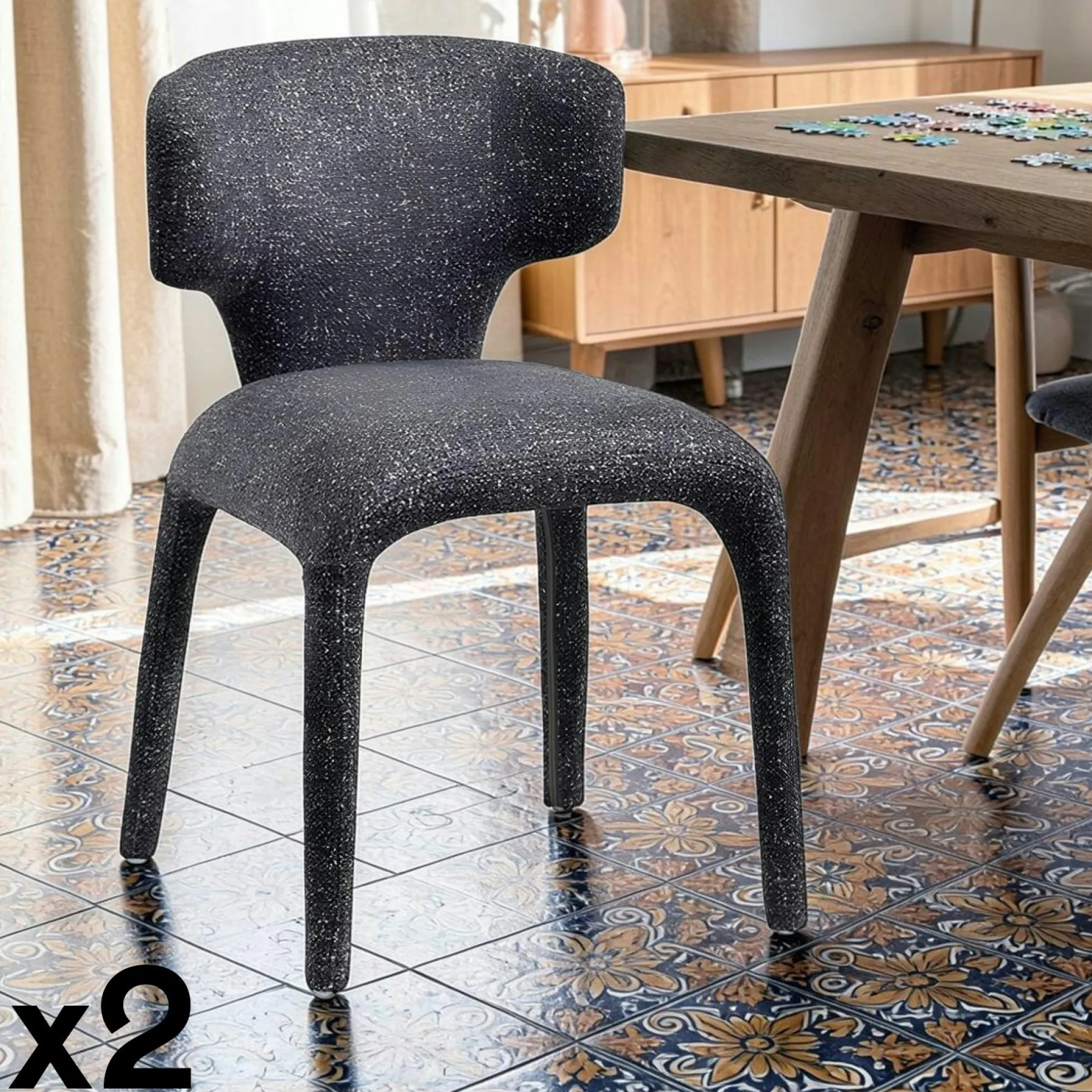 Chaise de salle à manger design gris foncé (lot de 2) TULSA