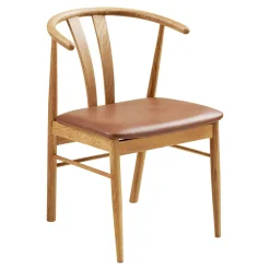 Chaise de salle à manger design en bois de chêne avec assise brune (lot de 2) BERLIN