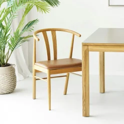 Chaise de salle à manger design en bois de chêne avec assise brune (lot de 2) BERLIN