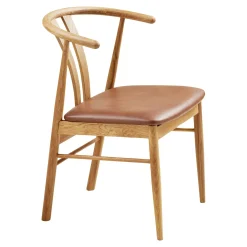 Chaise de salle à manger design en bois de chêne avec assise brune (lot de 2) BERLIN