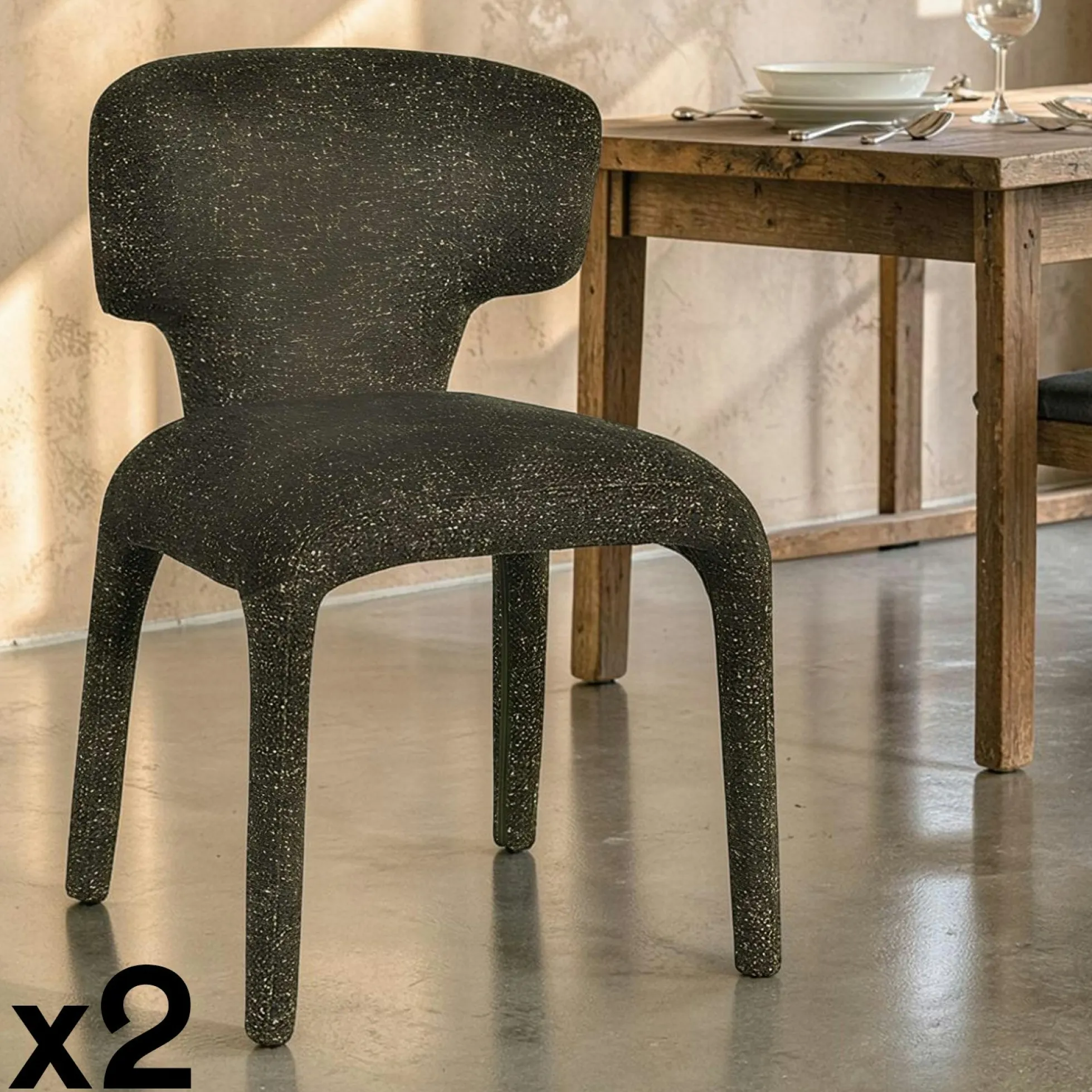 Chaise de salle à manger design kaki (lot de 2) TULSA