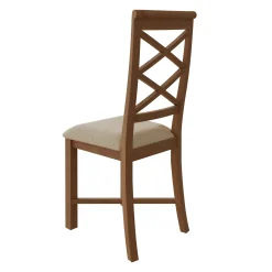 Chaise de salle à manger en bois de chêne et tissu, dossier croisé (lot de 2) CRUZ