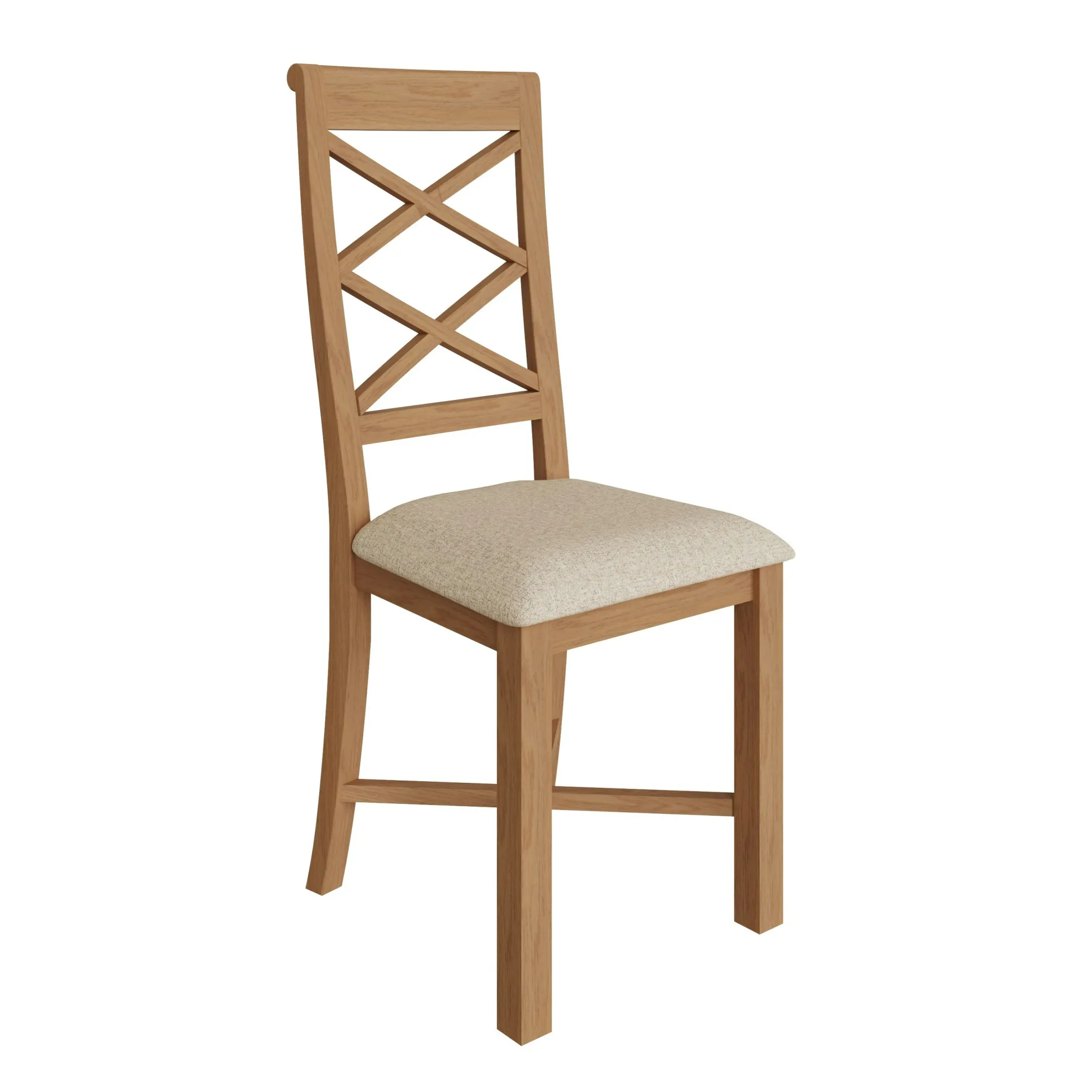 Chaise de salle à manger en bois de chêne et tissu, dossier croisé (lot de 2) CRUZ