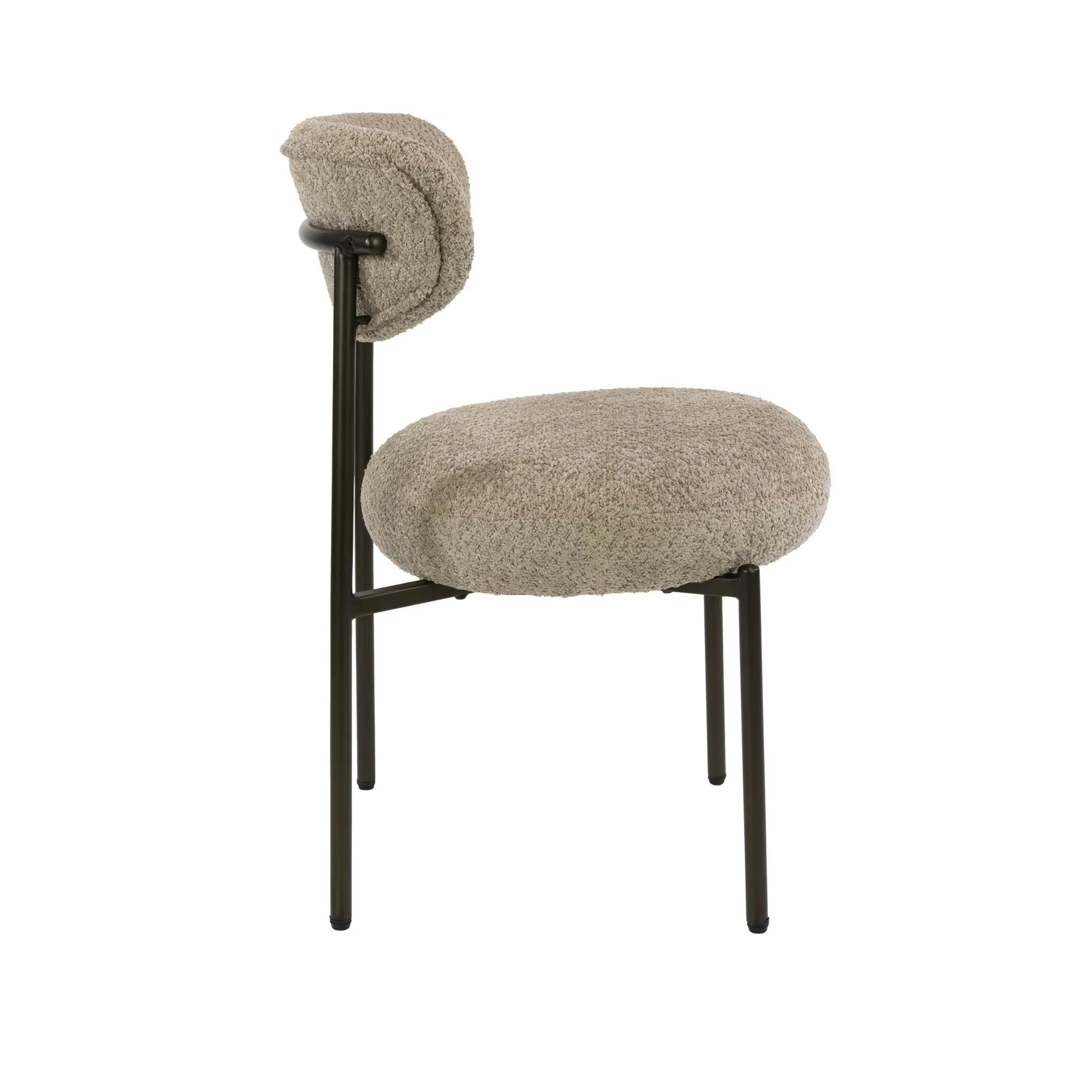 Chaise de salle à manger en bouclette sable pied bronze (lot de 2) CREEK