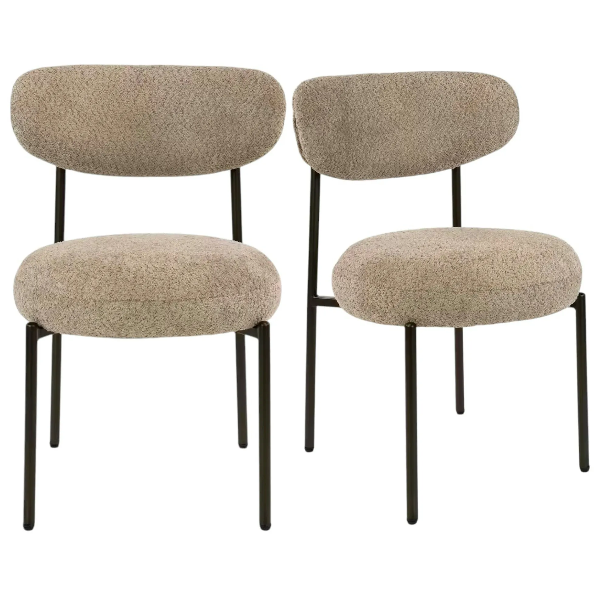 Chaise de salle à manger en bouclette sable pied bronze (lot de 2) CREEK