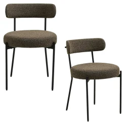 Chaise de salle à manger en bouclette marron (lot de 2) BERLIN