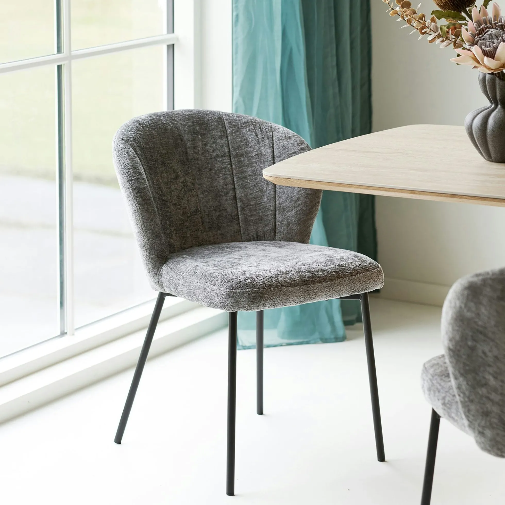 Chaise de salle à manger en tissu gris (lot de 2) ROSARIO
