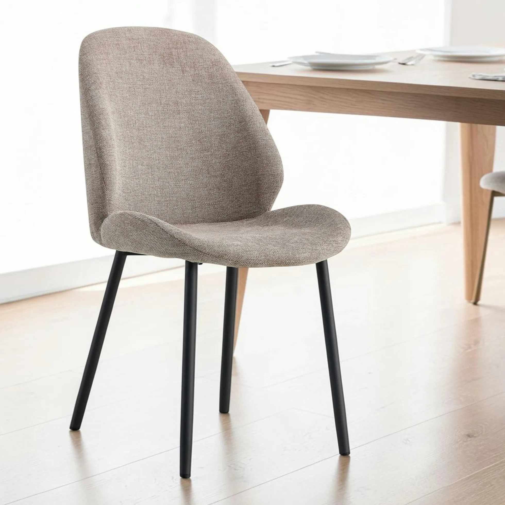 Chaise de salle à manger en tissu gris (lot de 2) BERLIN