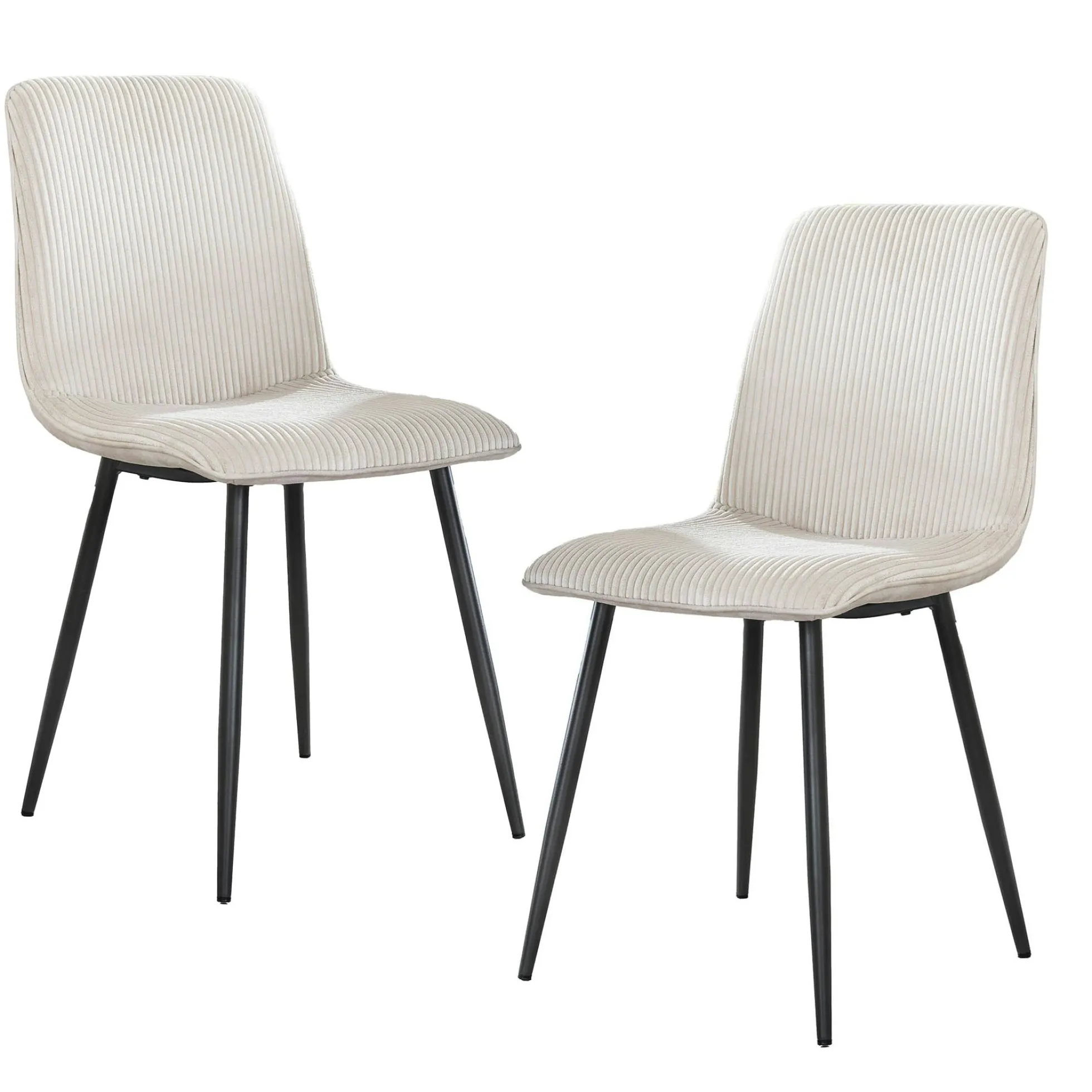 Chaise de salle à manger en tissu côtelé crème (lot de 2) TAJ