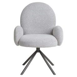 Chaise de salle à manger en tissu bouclette beige forme ronde (lot de 2) BERLIN