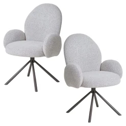Chaise de salle à manger en tissu bouclette beige forme ronde (lot de 2) BERLIN