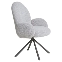 Chaise de salle à manger en tissu bouclette beige forme ronde (lot de 2) BERLIN