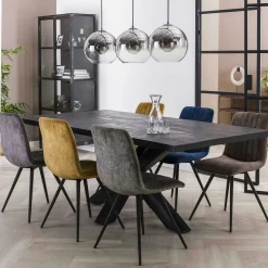Chaise de salle à manger en velours bleu JAVA (lot de 2)