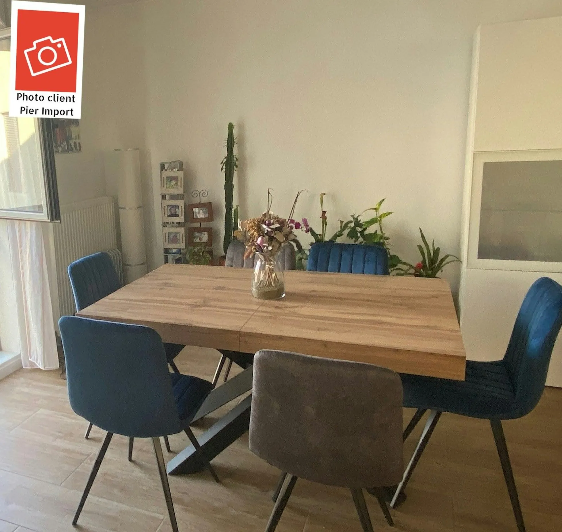 Chaise de salle à manger en velours bleu JAVA (lot de 2)