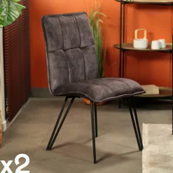 Chaise de salle à manger gris anthracite avec pieds épingle (lot de 2) MALMOE