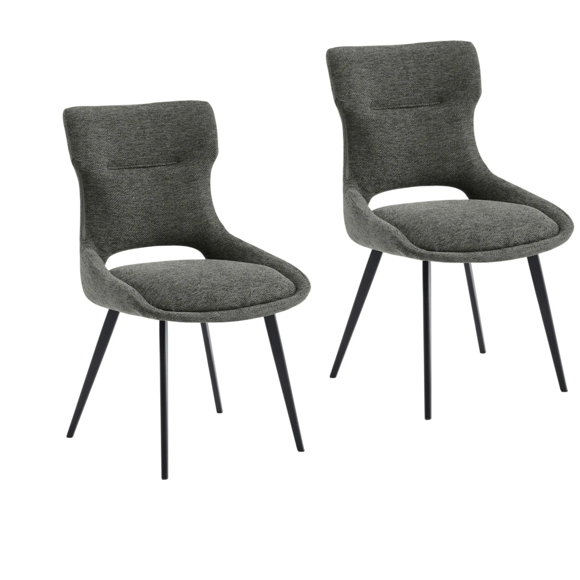 Chaise de salle à manger grise en tissu (lot de 2) LUGANO