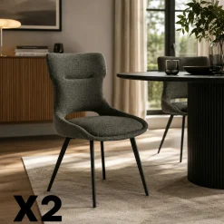Chaise de salle à manger grise en tissu (lot de 2) LUGANO