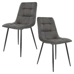Chaise de salle à manger grise motif damier (lot de 2) TARAZ