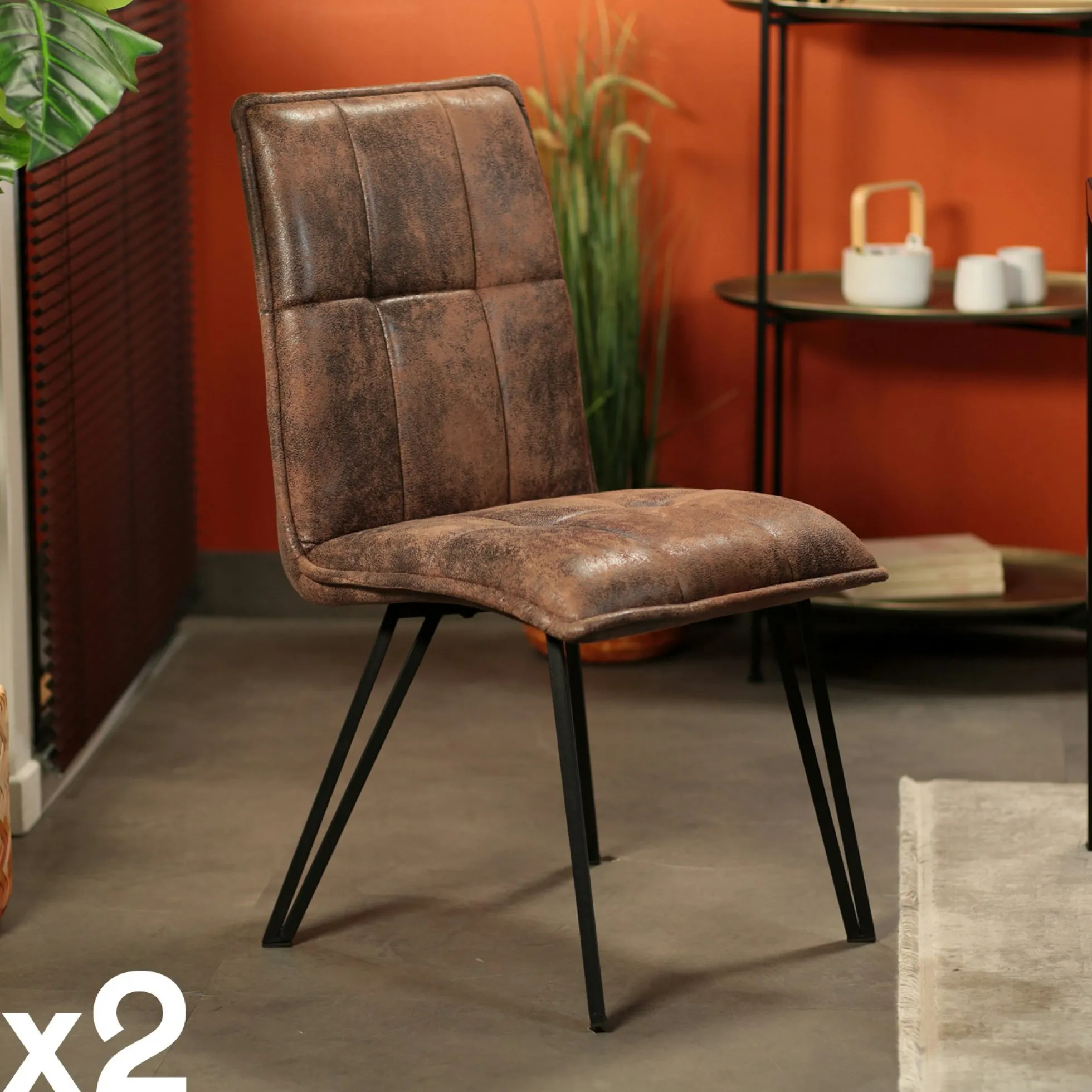 Chaise de salle à manger havane avec pieds épingle (lot de 2) MALMOE