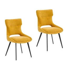 Chaise de salle à manger jaune en tissu (lot de 2) LUGANO