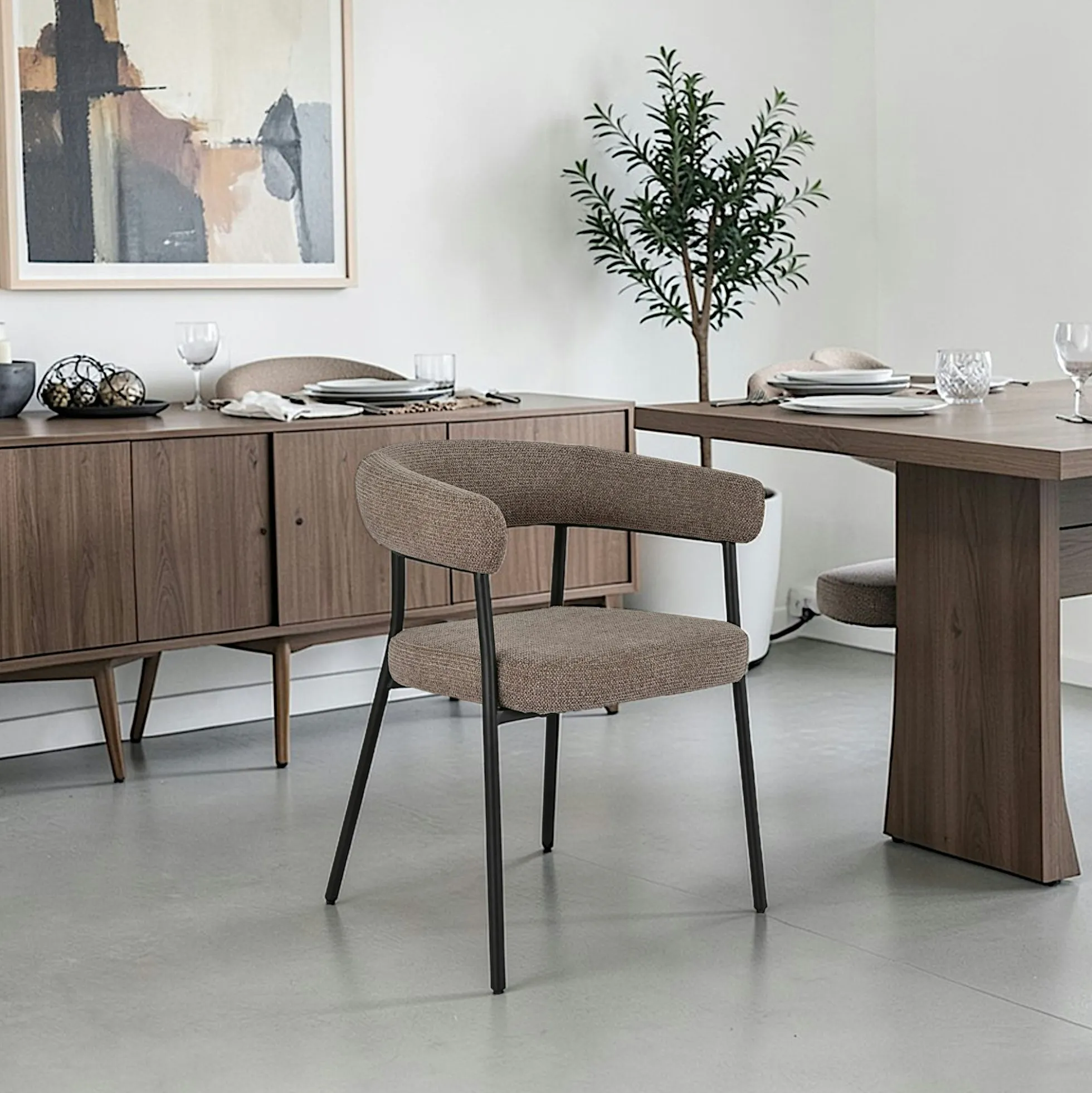 Chaise de salle à manger marron avec dossier bandeau (lot de 2) BERLIN