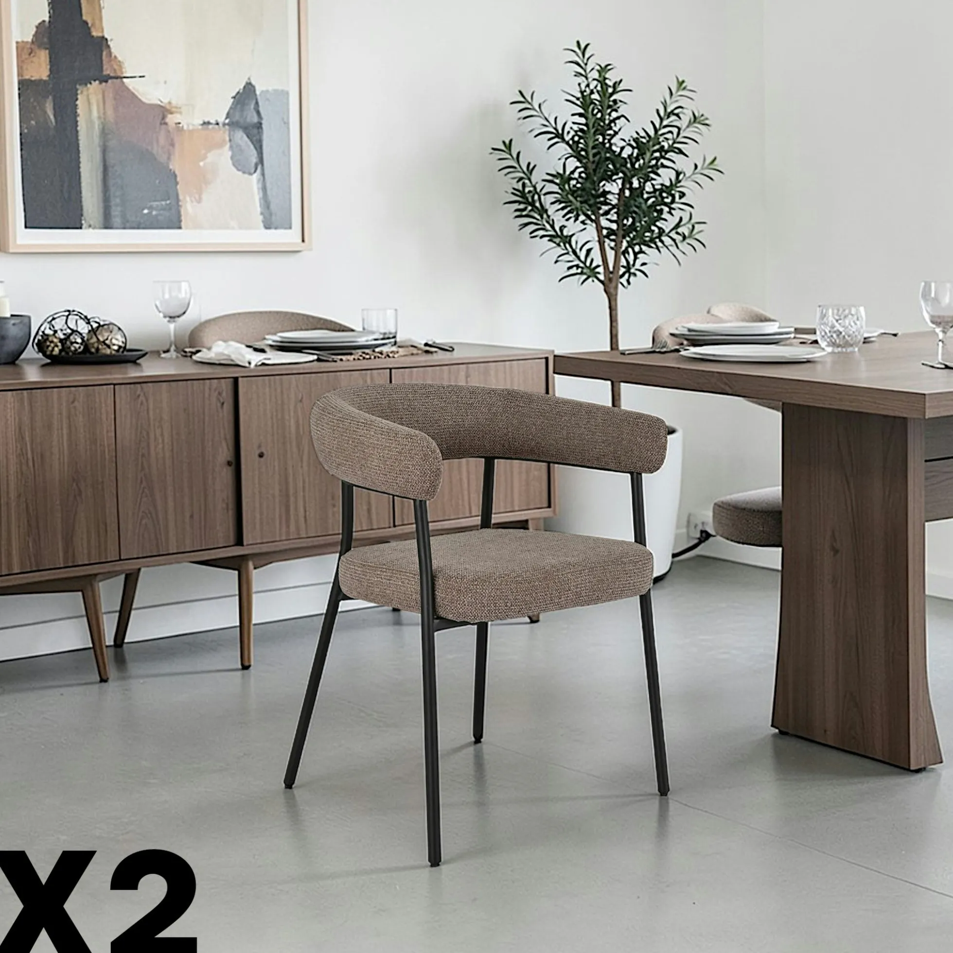 Chaise de salle à manger marron avec dossier bandeau (lot de 2) BERLIN