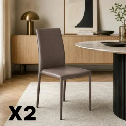 Chaise de salle à manger marron moderne (lot de 2) LORA