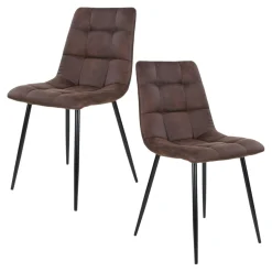 Chaise de salle à manger marron motif damier (lot de 2) TARAZ