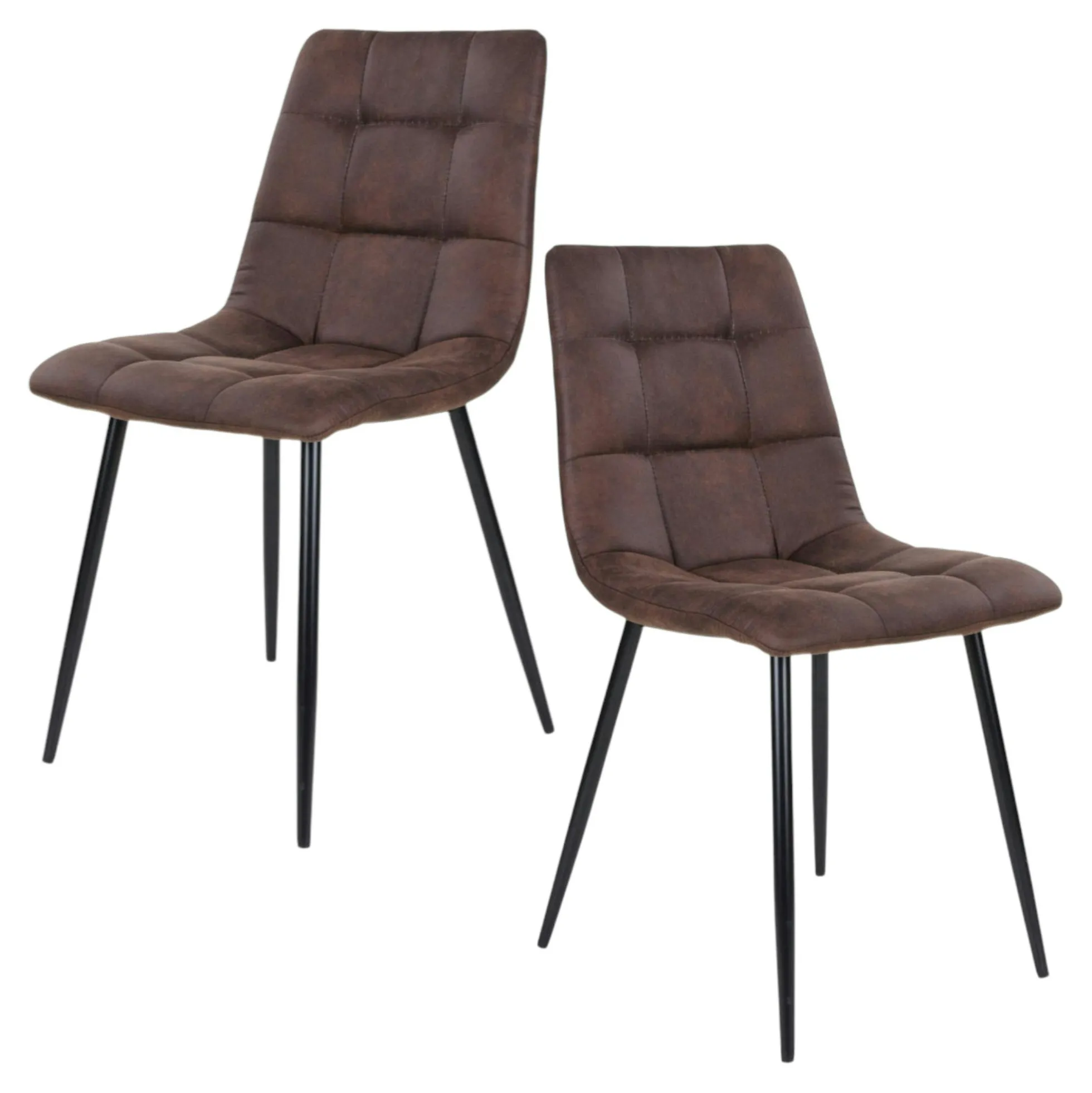Chaise de salle à manger marron motif damier (lot de 2) TARAZ