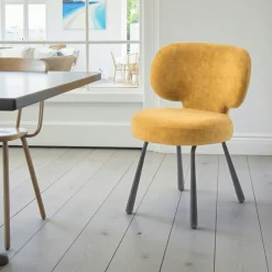 Chaise de salle à manger moutarde, assise ronde (lot de 2) LIGURIE