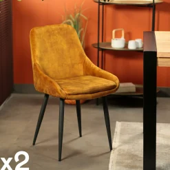 Chaise de salle à manger moutarde avec pieds métal (lot de 2) MALMOE