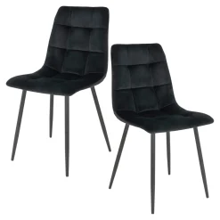 Chaise de salle à manger noire motif damier (lot de 2) TARAZ