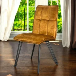 Chaise de salle à manger ocre avec pieds épingle (lot de 2) MALMOE