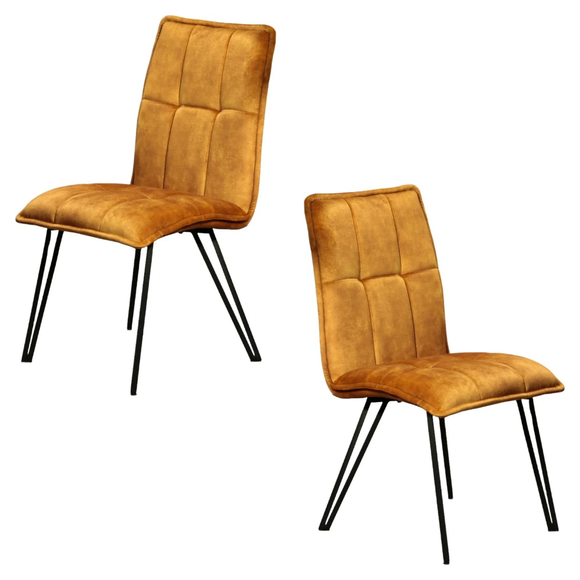 Chaise de salle à manger ocre avec pieds épingle (lot de 2) MALMOE