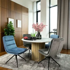 Chaise de salle à manger pivotante en velours bleu (lot de 2) PALERME