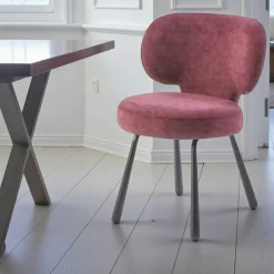 Chaise de salle à manger prune, assise ronde (lot de 2) LIGURIE
