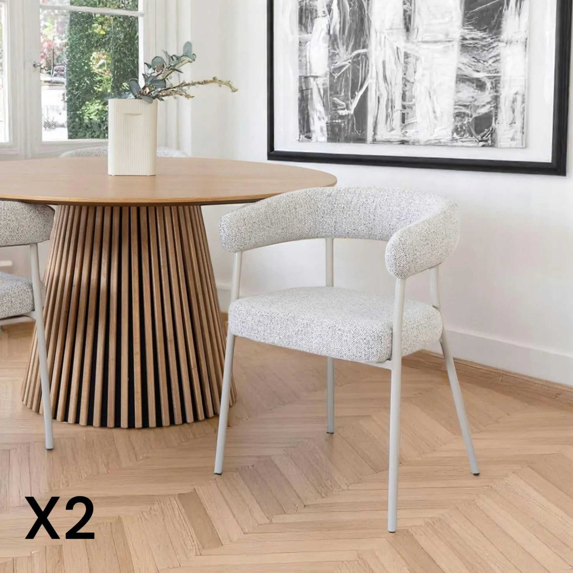 Chaise de salle à manger sable avec pieds gris (lot de 2) MONTREUX