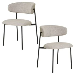 Chaise de salle à manger sable en bouclette avec dossier arrondi (lot de 2) MONTREUX