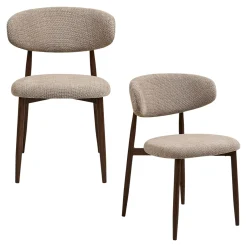 Chaise de salle à manger sable pieds effet bois foncé (lot de 2) AMSTERDAM