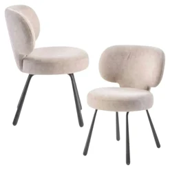 Chaise de salle à manger taupe, assise ronde (lot de 2) LIGURIE