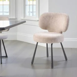 Chaise de salle à manger taupe, assise ronde (lot de 2) LIGURIE