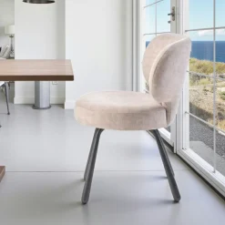 Chaise de salle à manger taupe, assise ronde (lot de 2) LIGURIE