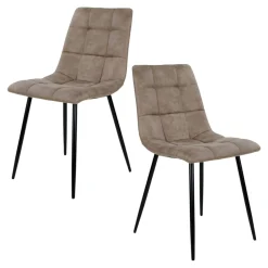 Chaise de salle à manger taupe motif damier (lot de 2) TARAZ