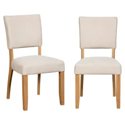 Chaise de salle à manger tissu écru et bois (x2) VELIA