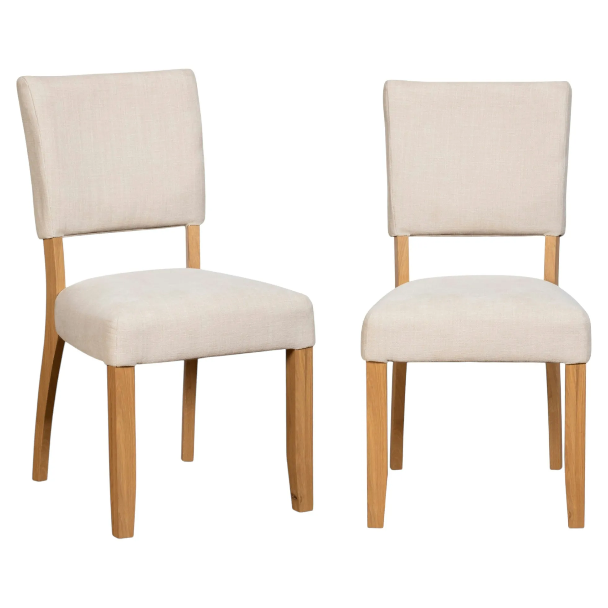 Chaise de salle à manger tissu écru et bois (x2) VELIA