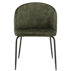 Chaise de salle à manger velours vert dossier rond (lot de 2) TIM