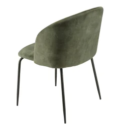 Chaise de salle à manger velours vert dossier rond (lot de 2) TIM
